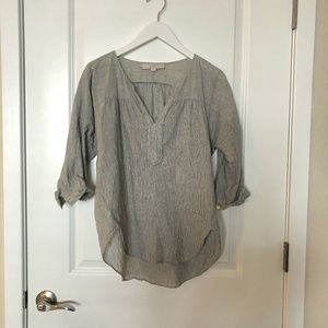 Grey stripe 3/4 sleeve blouse from LOFT